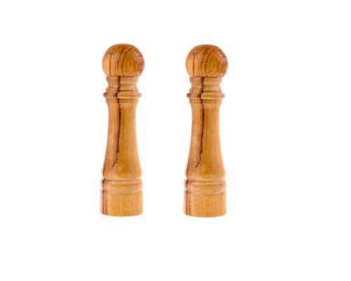 Set of 2 Olive Wood Salt and Pepper Mills or Salt and Pepper Grinders, Classic Style