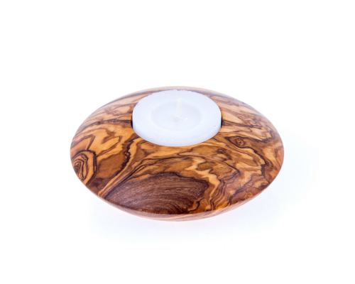 Olive Wood Tea Light Candle Holders Set of 2