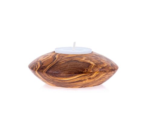 Olive Wood Tea Light Candle Holders Set of 2