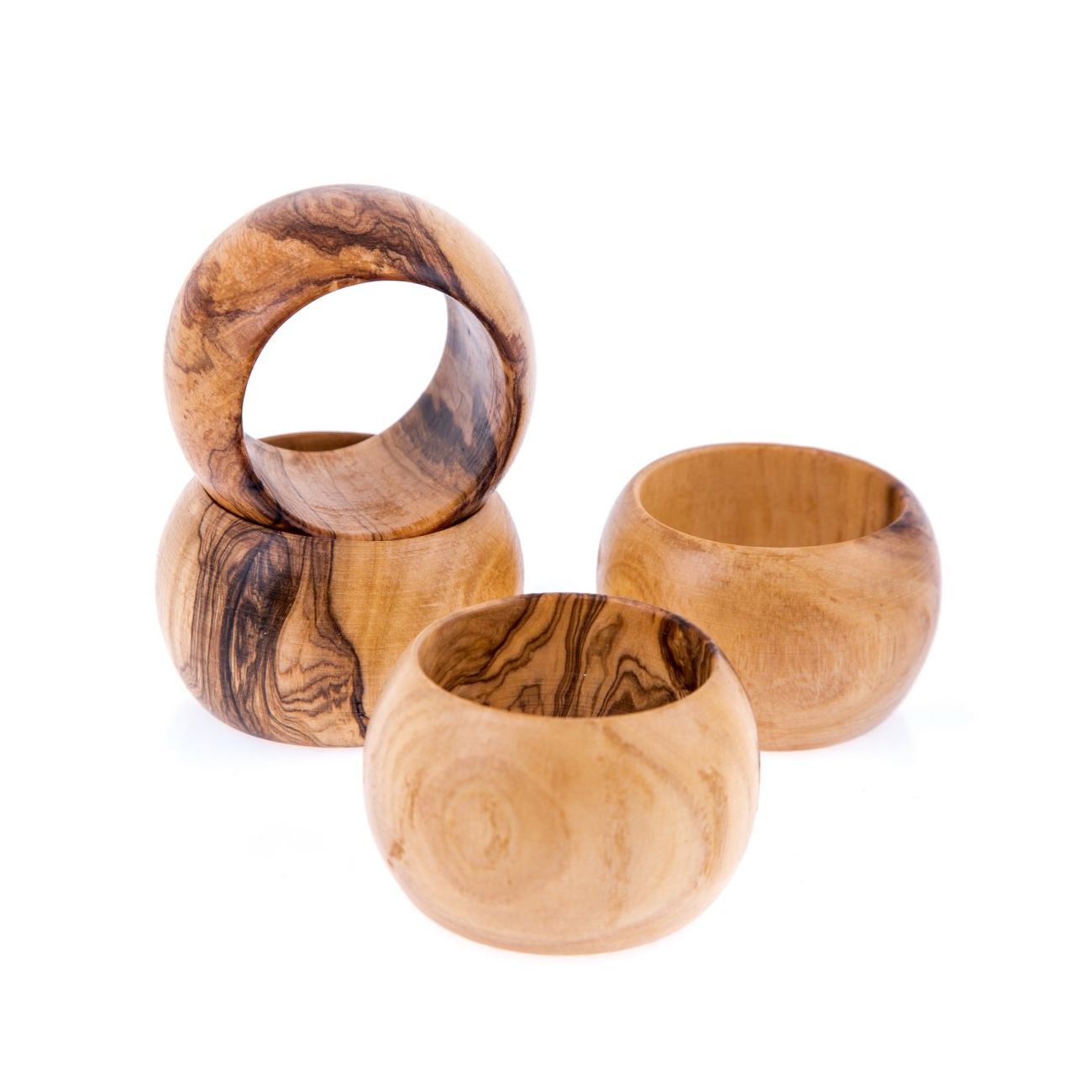 Olive Wood Napkin Rings Set Of 4 Handmade Wooden Holders