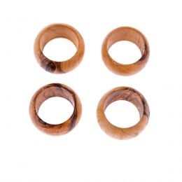 Olive Wood Napkin Rings Set of 4 - Handmade Wooden Napkin Holders