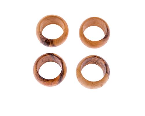 Olive Wood Napkin Rings Set of 4 - Handmade Wooden Napkin Holders