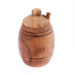 Olive Wood Honey Pot & Honey Dipper - Handmade Kitchen Accessory 