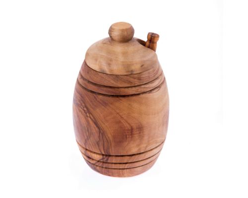 Olive Wood Honey Pot & Honey Dipper - Handmade Kitchen Accessory 