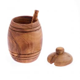 Olive Wood Honey Pot & Honey Dipper - Handmade Kitchen Accessory 