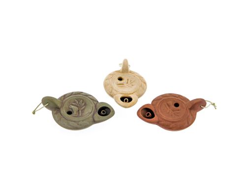 Set of Oil Lamps - Handmade Quality Ceramic, Ancient Greek Style Replicas, 1 Flame, Tabletop