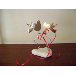 2 Birds - Handmade Modern Metal Table Ornament - Gold, Silver 