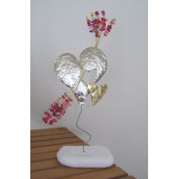 Love Heart Figure & Colorful Beads - Handmade Modern Metal Table Ornament, 11.8" (30cm)