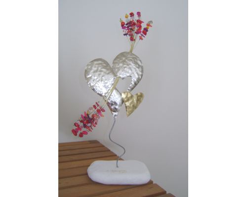 Love Heart Figure & Colorful Beads - Handmade Modern Metal Table Ornament, 11.8" (30cm)