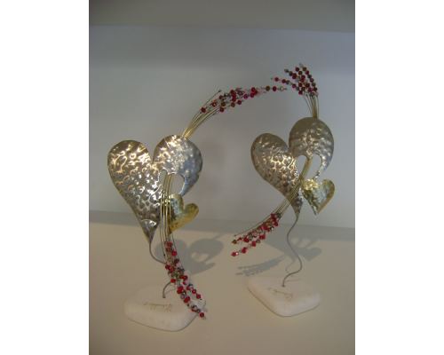 Love Heart Figure & Colorful Beads - Handmade Modern Metal Table Ornament, 11.8" (30cm)