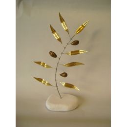 Olive Branch - Handmade Ornament, Modern Art Decor Bronze Metal, Small 8.7" (22cm)