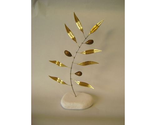Olive Branch - Handmade Ornament, Modern Art Decor Bronze Metal, Small 8.7" (22cm)