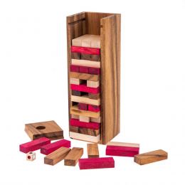 Jenga Tower Brain Teaser Game - Handmade Wooden Mind Puzzle