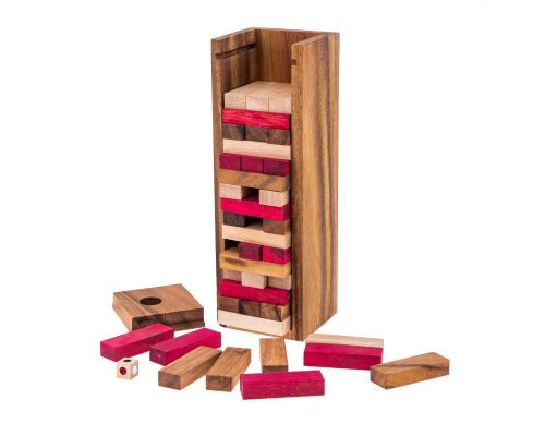 Jenga Tower Brain Teaser Game - Handmade Wooden Mind Puzzle