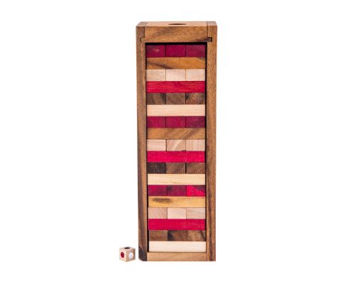 Jenga Tower Brain Teaser Game - Handmade Wooden Mind Puzzle