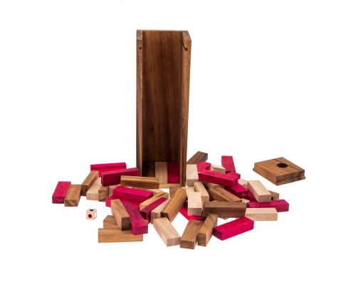Jenga Tower Brain Teaser Game - Handmade Wooden Mind Puzzle
