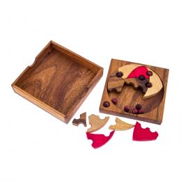 "Fit All in the Box" Brain Teaser Game - Handmade Wooden Mind Puzzle