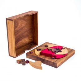 "Fit All in the Box" Brain Teaser Game - Handmade Wooden Mind Puzzle