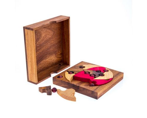 "Fit All in the Box" Brain Teaser Game - Handmade Wooden Mind Puzzle