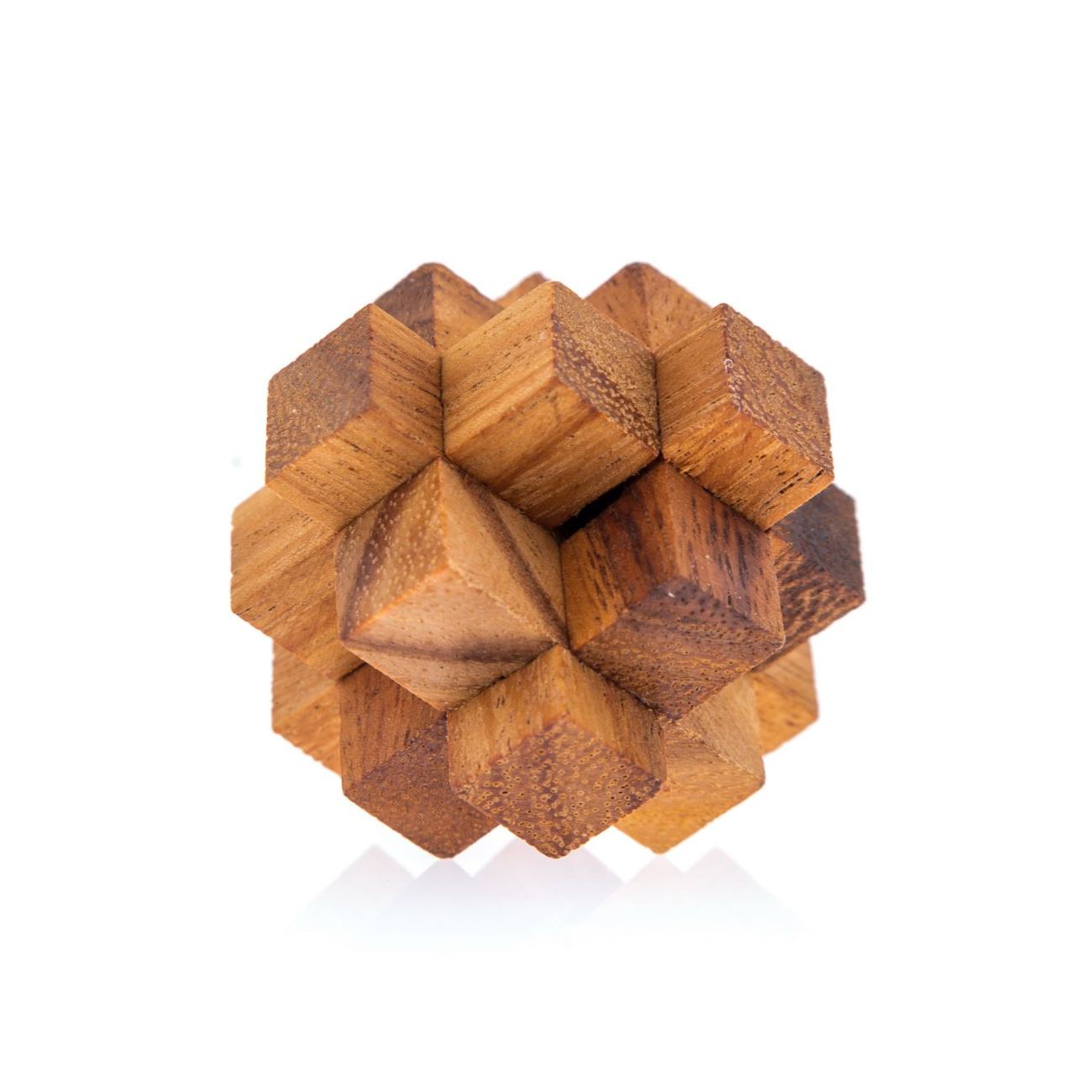Set of 6 3D Brain Teaser Games Handmade in a Wooden Box Mind Puzzles