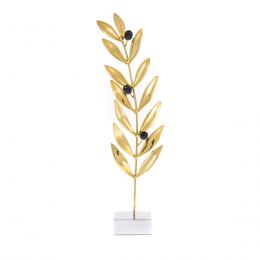 Olive Branch with Black Olives - Bronze Metal Handmade Ornament - Large 11.8'' (30cm)