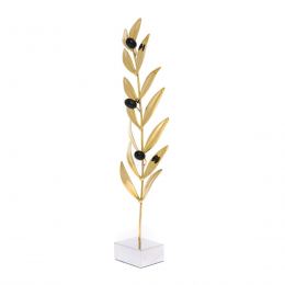 Olive Branch with Black Olives - Bronze Metal Handmade Ornament - Large 14.5'' (37cm)
