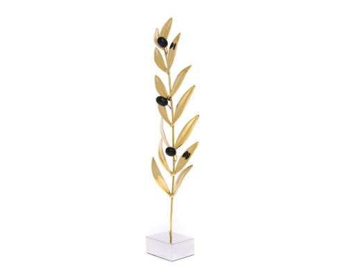 Olive Branch with Black Olives - Bronze Metal Handmade Ornament - Large 11.8'' (30cm)