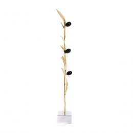 Olive Branch with Black Olives - Bronze Metal Handmade Ornament - Large 11.8'' (30cm)