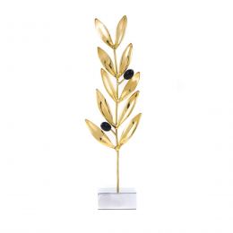 Olive Branch with Black Olives - Bronze Metal Handmade Ornament - Small 9.8'' (25cm)