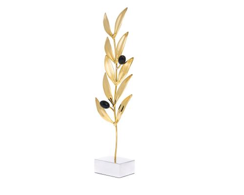 Olive Branch with Black Olives - Bronze Metal Handmade Ornament - Small 9.8'' (25cm)
