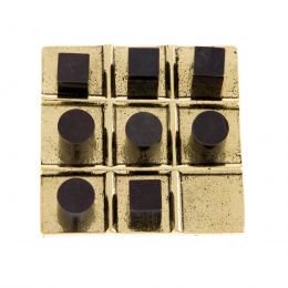 Tic Tac Toe Board Game, Handmade Metal Decorative Ornament - Cubes & Cylinders Design, Gold & Black