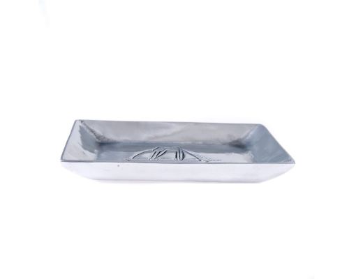 Ashtray - Handmade Solid Aluminum - Sailing Ship Design - Rectangular - Silver