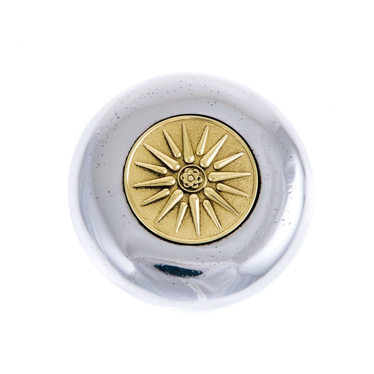 Paperweight Presse Papier Handmade Solid Metal Desk Accessory Sun Of Vergina Design Gold Silver