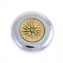 Paperweight (Presse Papier) - Handmade Solid Metal Desk Accessory - Sun of Vergina Design, Gold & Silver