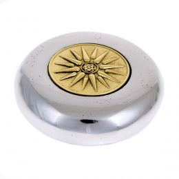 Paperweight (Presse Papier) - Handmade Solid Metal Desk Accessory - Sun of Vergina Design, Gold & Silver