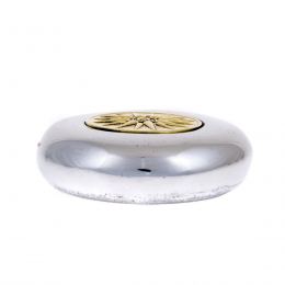 Paperweight (Presse Papier) - Handmade Solid Metal Desk Accessory - Sun of Vergina Design, Gold & Silver