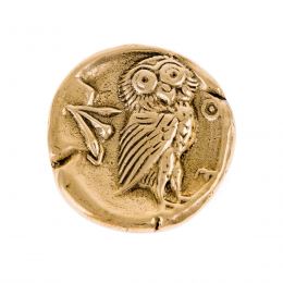 Paperweight (Presse Papier) - Handmade Solid Metal Desk Accessory - Owl of Minerva or Greek Athena Owl Design, Gold