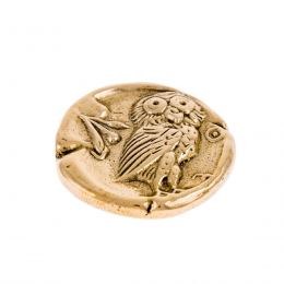 Paperweight (Presse Papier) - Handmade Solid Metal Desk Accessory - Owl of Minerva or Greek Athena Owl Design, Gold