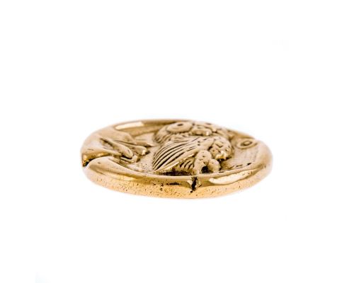 Paperweight (Presse Papier) - Handmade Solid Metal Desk Accessory - Owl of Minerva or Greek Athena Owl Design, Gold