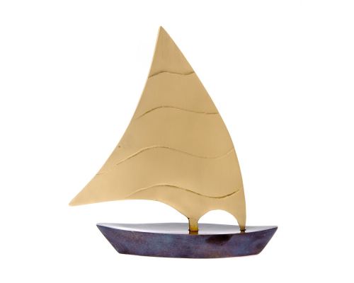 Sailing Boat - Handmade Metal Decorative Nautical Ornament - Oxidized Bronze - Large 7.4'' (19cm)