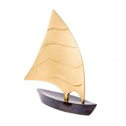 Sailing Boat - Handmade Metal Decorative Nautical Ornament - Oxidized Bronze - Large 7.4'' (19cm)