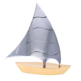 Sailing Boat - Handmade Metal Decorative Nautical Ornament - Bronze & Aluminum - Large 7.4'' (19cm)