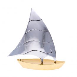 Sailing Boat - Handmade Metal Decorative Nautical Ornament - Bronze & Aluminum - Large 7.4'' (19cm)