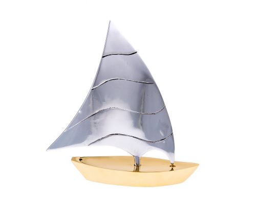 Sailing Boat - Handmade Metal Decorative Nautical Ornament - Bronze & Aluminum - Large 7.4'' (19cm)