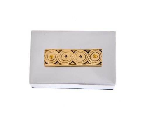 Decorative Box - Desk Accessory - Archaic Design - Handmade Solid Aluminum & Bronze