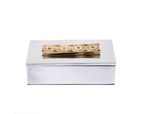 Decorative Box - Desk Accessory - Archaic Design - Handmade Solid Aluminum & Bronze