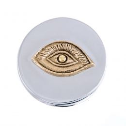 Decorative Box - Desk Accessory - Eye Design - Handmade Solid Aluminum & Bronze