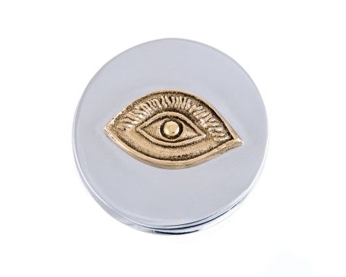 Decorative Box - Desk Accessory - Eye Design - Handmade Solid Aluminum & Bronze