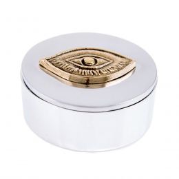 Decorative Box - Desk Accessory - Eye Design - Handmade Solid Aluminum & Bronze