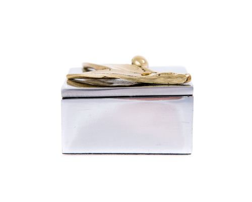 Decorative Box - Desk Accessory - Olive Branch Design - Handmade Solid Aluminum & Bronze
